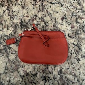 Orange Leather Coach Change Purse